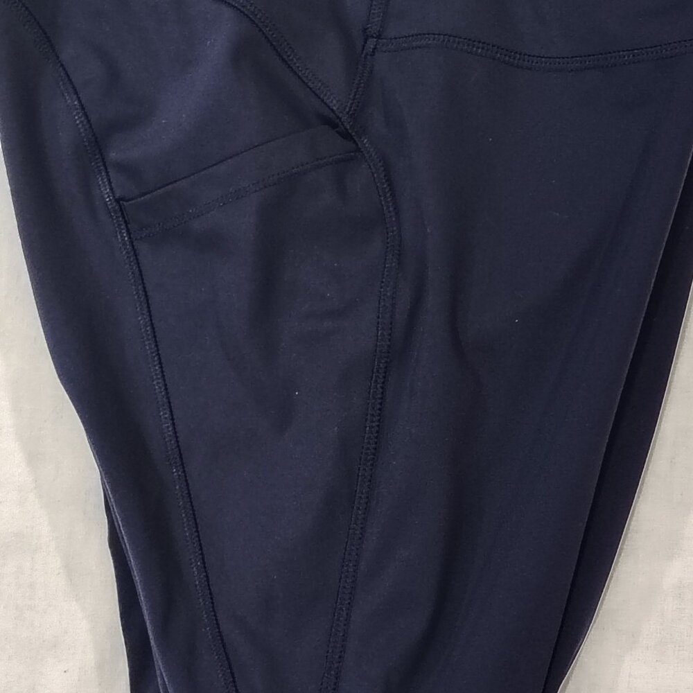 All In Motion High Waist Yoga Leggings Sz L Navy Athletic Workout Pants Pockets - Picture 6 of 15